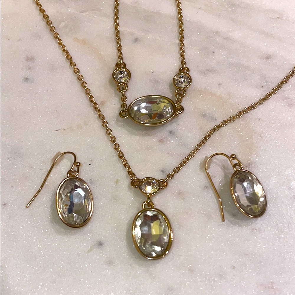Avon Goldtone and Clear Set